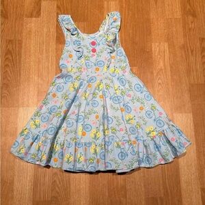 Floral Bicycle Print Kids Dress Elenor Rose Size 6-7